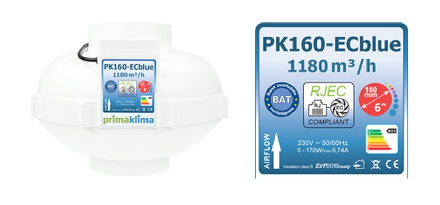 Prima Klima EC Ventilator Blue 1180m³/h 160mm RJEC Multispeed