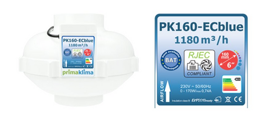 Prima Klima EC Ventilator Blue 1180m³/h 160mm RJEC Multispeed