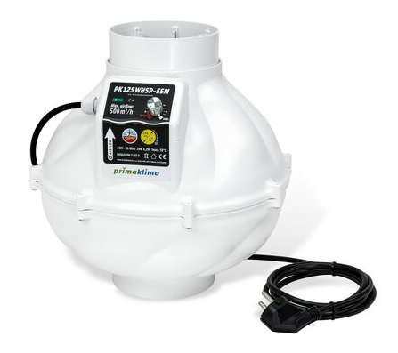 Prima Klima EC Whisperblower 0-100% Dimmable 450m³/h 125mm ESM