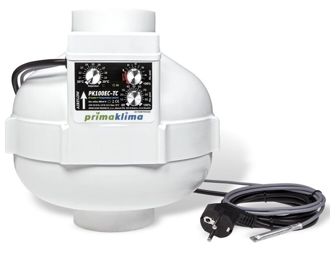 Prima Klima EC-TC Ventilator Temp. Controlled 100mm 580 m³/h
