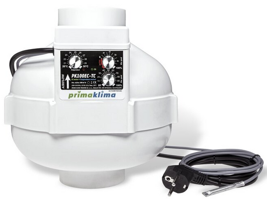 Prima Klima EC-TC Ventilator Temp. Controlled 100mm 580 m³/h